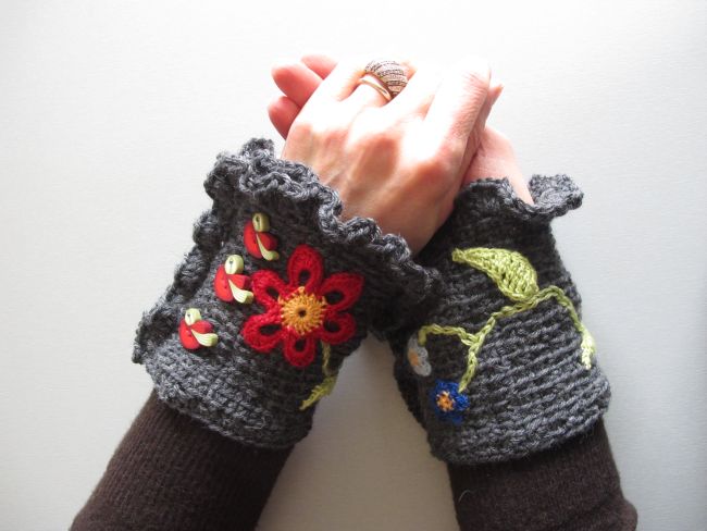 finished wrist warmers